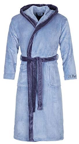 Di Ficchiano Herren MONZA Bademantel mit Kapuze Morgenmantel Herren Nachtwäsche Saunamantel Öko-Tex Standard 100 verifiziert - 4 XL, Jeans Blue