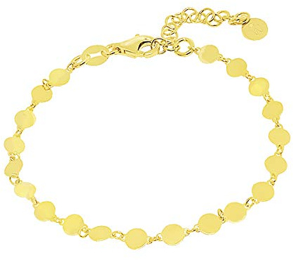 WANDA PLATA Pulsera Mujer Plata de Ley 925 con Baño de Oro, Chapitas, Círculos, Placas, Circulitos