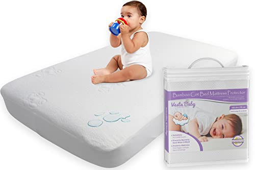 Vesta Baby Protège Matelas Haut de Gamme pour Lit Bébé 70 x 140 cm - Housse de Protection Imperméable à l'eau Drap-Housse Bambou Naturel Surmatelas Silencieux pour Nourrissons et Tout-Petits