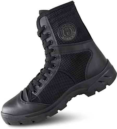 LUDEY Uomo Stivali da Combattimento Stivali tattici militari leggeri Stivali della polizia di pattuglia con Cerniera Laterale per l'estate Modello 307W-44EU