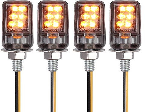 Justech 4x 6LEDs Microblinker Miniblinker Universal Mini Blinker Wasserdicht Motorradblinker mit E-Mark (E8) Bernstein Licht für M6 12V Motorrad Blinkleuchte Blinker Lampe Signal Tagfahrlicht