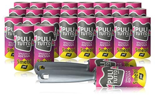 Quitapelusas. Juego de cepillos Adhesivos de 5 Metros. 28 Rollos de 5 Metros divididos en 36 Hojas precortadas (Total 140 Metros). Cepillo Adhesivo. Ideal para Eliminar el Pelo de Perro y Gato.