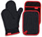 Coziselect Oven Mitts and Pot Holders Set, Cooking Mitts, Heat Resistant Cooking Mitts and Pot Holders, Silicon Oven Gloves Set for Kitchen, Pure Cotton and Terrycloth Lining, Black, 4 Pcs Set