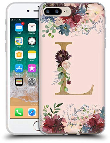 Head Case Designs Offizielle Nature Magick Buchstabe L Monogramm Blumen Rosa Gold 1 Gel Handyhülle Hülle [Militärischer Schutzgrad] Kompatibel mit Apple iPhone 7 Plus/iPhone 8 Plus