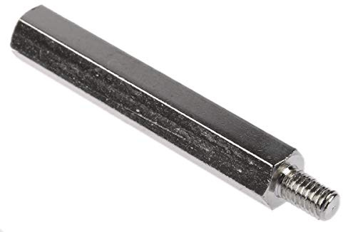 RS PRO Abstandhalter, Länge 60 mm, Gewindelänge 10 mm, Stahl, Sechskant M6 M6, 10 mm 15 mm, Packung a 50 Stück