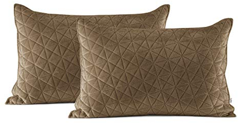AmeliaHome 2 Kissenbezüge 50x70 cm Cappuccino Steppung Velvet Samt Laila