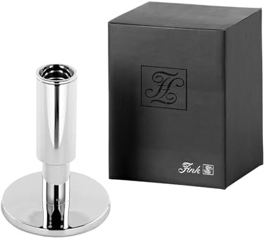 Fink silberner Kerzenhalter 12 cm für Stabkerzen glänzend vernickelter Kerzenleuchter
