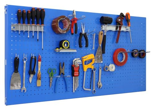 Simon Rack Organizador Herramientas Pared, Incluye 22 Ganchos y 3 Soportes, 1500x600 mm, Azul - Simonwork