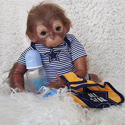 Reborn Baby Affe Puppe mit Tuch Körper Lebensechte Babypuppe Realistische 20 Zoll 51 cm Reborn Puppe