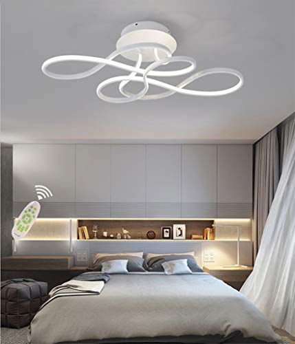 GHY LED Deckenleuchte Modern Wohnzimmerlampe Creative Aluminium Acryl Design Lampe Decke Fixture Beleuchtung Innen Dekorative Deckenbeleuchtung Für Schlafzimmer Küche Büro,Weiß,53x34cm/75W