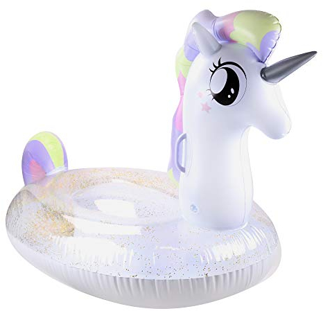 BLUE SKY - Boya Gigante Unicornio - Inflable - 069071 - Blanco - Vinilo - 115 cm x 85 cm - Juguete Niño Adulto - Juego al Aire Libre - Piscina - Montable - Muñeca - A Partir de 3 años