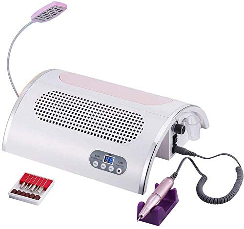 Elektrische Nagelfräser Set mit Absaugung, Profi Nagelstaubsauger Multifunktions 3 in1 Nagel Trockner 54W, LED Licht & Nagelbohrmaschinemit 25000 U/min Maniküre Stift, für Nagelstudio Nagel Maniküre,