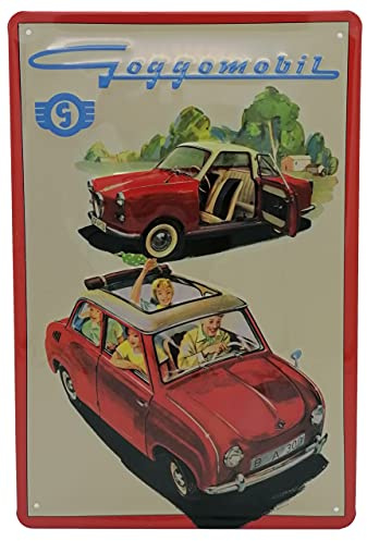 30 x 20 cm Retro Blechschild passend für Goggomobil Fans, Deko Werkstatt, Garagen, Auto Schild, geprägtes Stahlblech