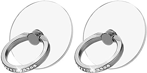 VOVIGGOL 2st Transparenter Handy Ring Halterung mit Diamant, 360 Grad Drehung Klar Glitzer Fingerhalterung Handy Fingerhalter Handyring Kompatibel für Smartphones und Tablets (2 Silber)