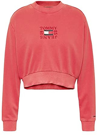 Tommy Hilfiger - Felpa TJW Crop Timeless DW0DW12718 XNL - Felpa CROPSIN con cappuccio da donna, Rosa, S
