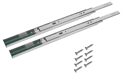 BigDean 1 Paar (2 Stk.) Schubladenschienen Vollauszüge - 45 x 400mm - Verzinkter Stahl - Schubladenvollauszüge Schubladenauszug Teleskopschienen Kugelführung - Schienensystem mit Softclose