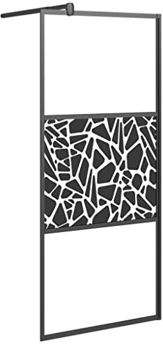 vidaXL Paroi de Douche Cloison de Baignoire Accessoire de Salle de Bain Cloison de Douche Intérieur 80x195 cm Verre ESG avec Design de Pierre Noir