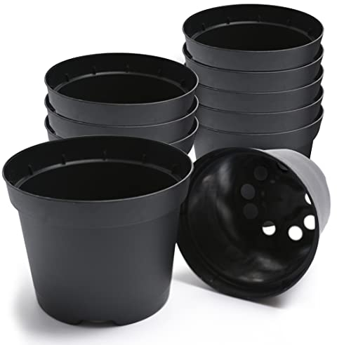 Prime Garden® Pots de fleurs, ronds, en plastique, pour l'intérieur et l'extérieur (noir, diamètre : 33 cm x 22,5 cm / 15 l / 1 pièce)