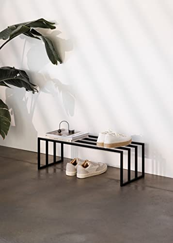 Metallbude Schuhregal BOVI - Schwarz - Platzsparende Schuhablage aus Metall - Perfekt für Deine Flur Garderobe - Kratz-, Stoß- & Schlagfest - 80x30x25 cm