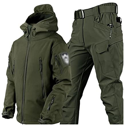Skianzüge für Herren, Herren Ski Anzug Winter Wasserdicht Winddicht Kapuze Schneemantel und Hose, Outdoor Sport Schneeanzüge, zum Skifahren und andere Winter Outdoor Ski Aktivitäten ( Color : Green ,