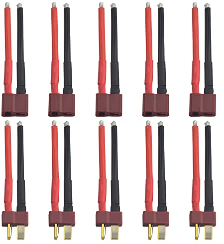 BGTXINGI 10Pcs (5Pairs) T Stecker Stecker Stecker Draht Männlich und Weiblich T Deans Stecker Stecker Kabel mit 10cm 14AWG Silikon Draht für RC Flugzeug Boot Batterie