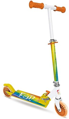 Mondo Toys Scooter Rainbow 2 Rollen klappbar Aluminium mit extra Grip und verstellbarem Lenker für Kinder Mädchen Welt Rainbow - 28718