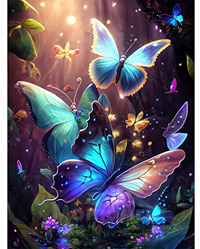DPHERO DIY Schmetterling Diamant Painting Bilder für Erwachsene Kinder,5D Fantasie Diamond Painting Set,DIY Strass Bilder Diamant Kunst Kits,Runde Steine Diamant Painting für Zuhause Dekor 30x40cm
