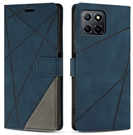 SONWO Coque pour Honor X8 5G, Protection Housse Etui en Cuir PU Portefeuille Livre pour Honor X8 5G, Emplacements Cartes, Fonction Support, Bleu