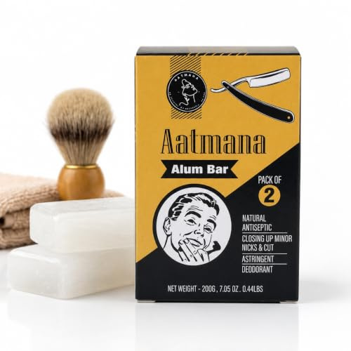 AATMANA Shaving Alum Bar | Rasieralaun-riegel 100 Gramm X 2 Riegel | Quality Potassium Shaving Alum Bars, 3.53oz Each | No Fragrance | Stops Bleeding Due to Minor Nicks & Cuts After Shaving