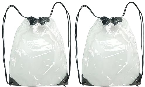Molyorch 2 Piezas Pvc Transparente Ajustable Estancas, Mochila Transparente con Cordón, Mochila Deporte Transparente, para Deportes, Fuente de Sabiduria, Viajar Al Aire Libre, Fiesta (Negro)