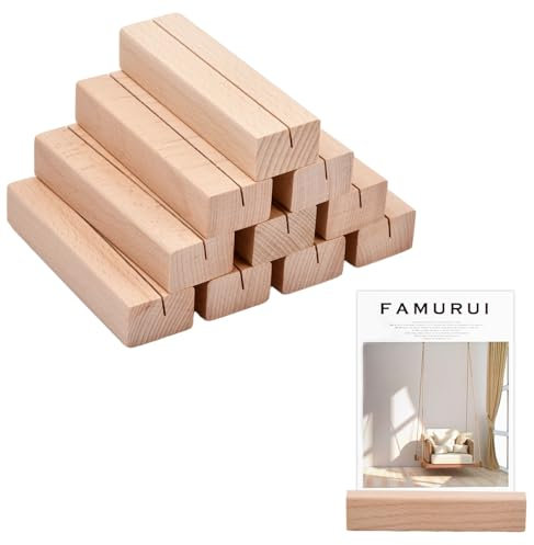 Wisebom 10 Piezas Soporte Tarjetas Madera, Soporte Madera Foto, Seating Plan Boda Soporte Tarjetas, Base Madera Rectangular para Restaurantes, Bodas, Banquetes y Fiestas, Celebraciones
