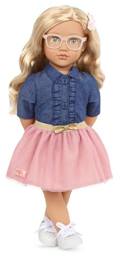 Our Generation – 46 cm Puppe – Blondes Haar & grüne Augen – Puppenkleidung mit Rüschchen-Top und rosa Rock – Rollenspiel – Spielzeug für Kinder ab 3 Jahren – Emily
