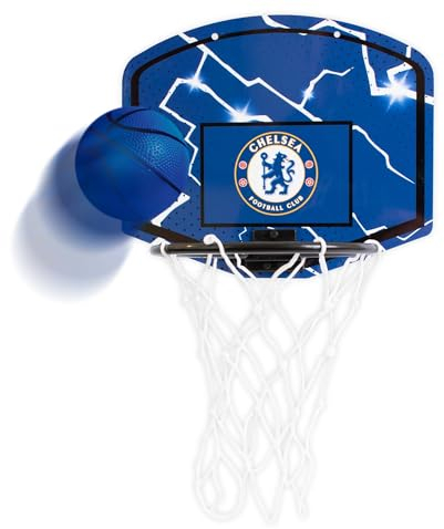 Hy-Pro Offiziell Lizenziertes Chelsea FC Mini-Basketball-Set – für Kinder und Erwachsene, mit Mini-Basketballkorb-Rückwand und Netz