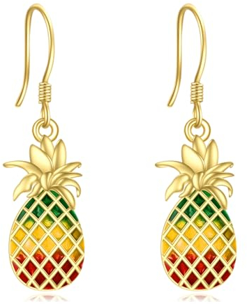 Ananas Ohrringe 925 Sterling Silber Gold Frucht Hängend Ohrhänger Ananas Schmuck Geschenk für Damen Mädchen