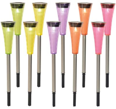 Näve Solarleuchte Steckleuchte Erdspieß Hoflampe IP44 Mehrfarbig LED H 40 cm 10er Set