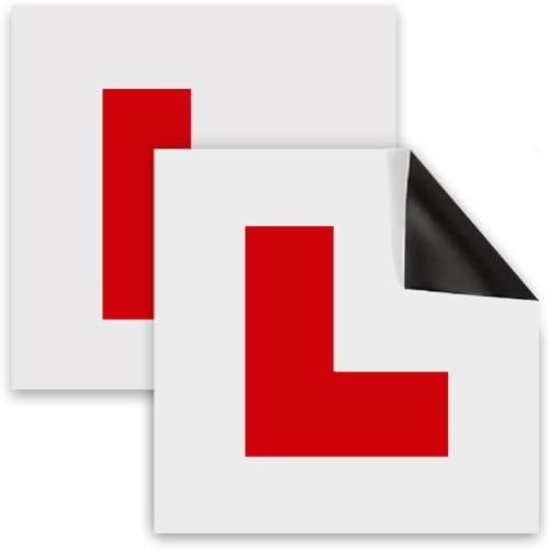 Caliko Placa en L totalmente magnética roja para conductores de aprendizaje de coche, paquete de 2 placas de litro para coche, extra gruesas y fuertes, sin derretirse, sin soplar, fácil de mover sin