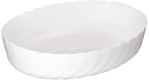 MamboCat Trianon Auflaufform oval groß I 3 Liter I Weiße Backform aus Glas mit Relief I (LxBxH) 37 x 28,5 x 8,5cm I Ofenform für Lasagne, Tiramisu, Gratin, Kuchen & Co I Bratform, Bräter
