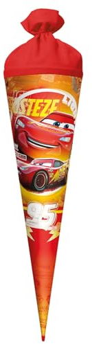 ROTH Schultüte groß Disney Pixar Cars 70 cm - Folie, rund, Filzverschluss, ROT(H)-Spitze - Zuckertüte Disney Pixar Cars Schulanfang
