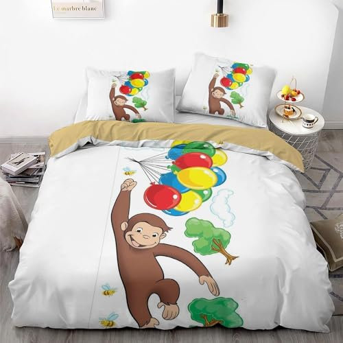 EXSANLIEAY AFFE Bettwäsche 135x200 Ballon Bettwäsche-Sets Flauschig 3D Kreatives Bettbezug Einzelbett BettbezüGe mit ReißVerschluss + 2 Kissenbezug 80x80 cm