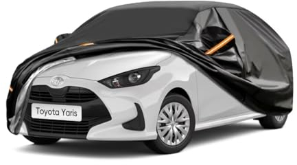 GUNHYI Auto Abdeckplane Wasserdicht Passend für Toyota Yaris(1999-2024), 7 Schichten Vollgarage Autoabdeckung Autoplane für Regen Sonne Staub Schutz,Mit Baumwollfutter und Reißverschluss ausgestattet