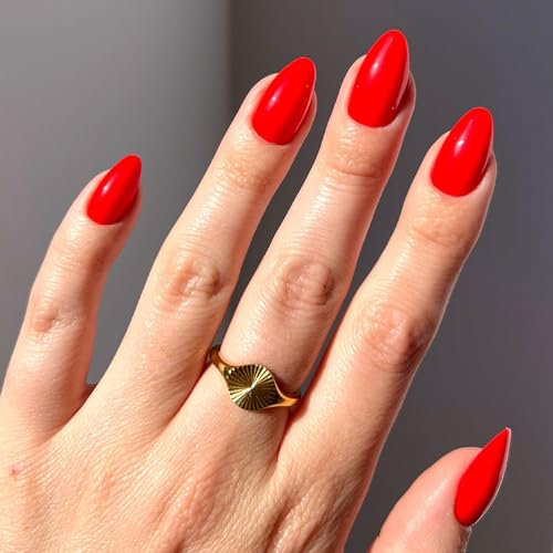 Glamnetic Lot de 30 faux ongles à presser - Rouge vif opaque - Réutilisables - 15 tailles