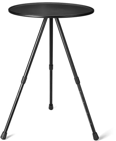 Tbest Klappbarer Campingtisch, Runder, Verstellbarer, Klappbarer Strandtisch aus Aluminiumlegierung, Picknicktisch für Picknickreisen Im Freien (Black