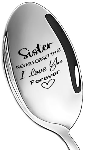 Sister Birthday Gifts for Women Girls Engraved Coffee Spoon for Big Little Sister Gift for Girls I Love You Sister Spoon Gifts for Sis Sister Christmas Gifts from Borther Sister