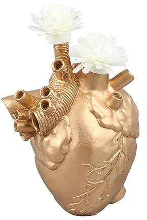 Anatomische Herzvase, Blumenvasen, dekorative Vase, Kunst-Blumentopf, Kunstharz-Herzvasen, Desktop-Ornament für Zuhause, Wohnzimmer, Dekoration (Gold)