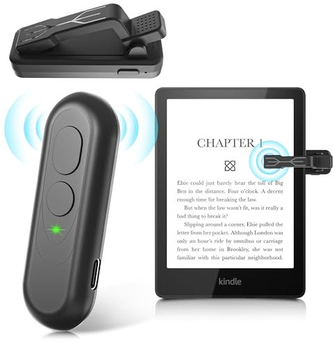 Neuer RF Fernbedienung Seitenwenden zum Lesen auf Kindle,Tolino,Paperwhite,Kobo,Surface, Page Turner Umblättern für iPad iPhone Android Tablets E-Book Lesen Romane, Kamera Videoaufzeichnung (Schwarz)