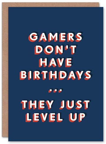 Artery8 Gamers Just Level Up Fun Bold Simple Modern For Him Birthday Card
