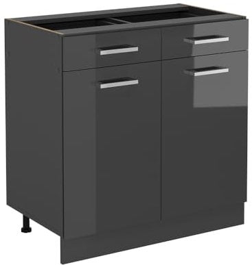 Vicco Küchenunterschrank R-Line, Anthrazit Hochglanz, 80 cm ohne Arbeitsplatte