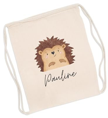 wunderwunsch Turnbeutel personalisiert, Sportbeutel Kinder, Personalisierte Sporttasche Kindergartenkind, Schulranzen Name, Kiga Beutel individualisiert mit deinem Namen (Igel)