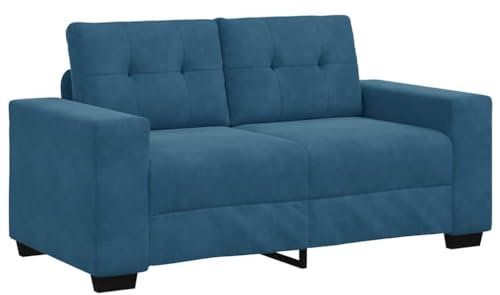 vidaXL | Zweisitzer-Sofa | mit Kissen Blau Samt