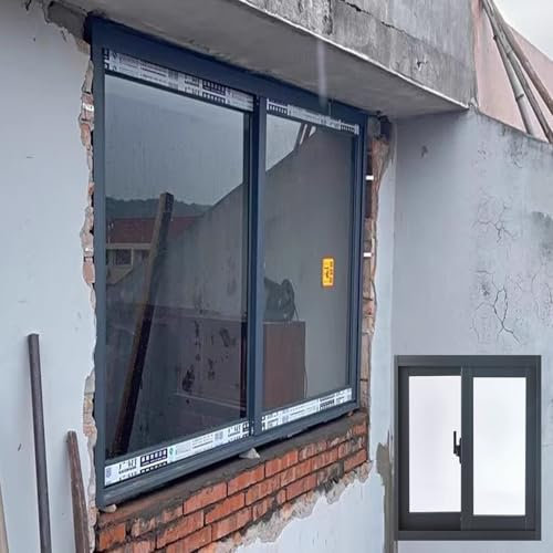 Minglez Kellerfenster Kellereinbaufenster zur Belüftung, Aluminium-Oberlichtfenster mit Grauem Rahmen, Verschließbare Schiebefenster mit Griffen und Schrauben(150x40cm/59x16in)